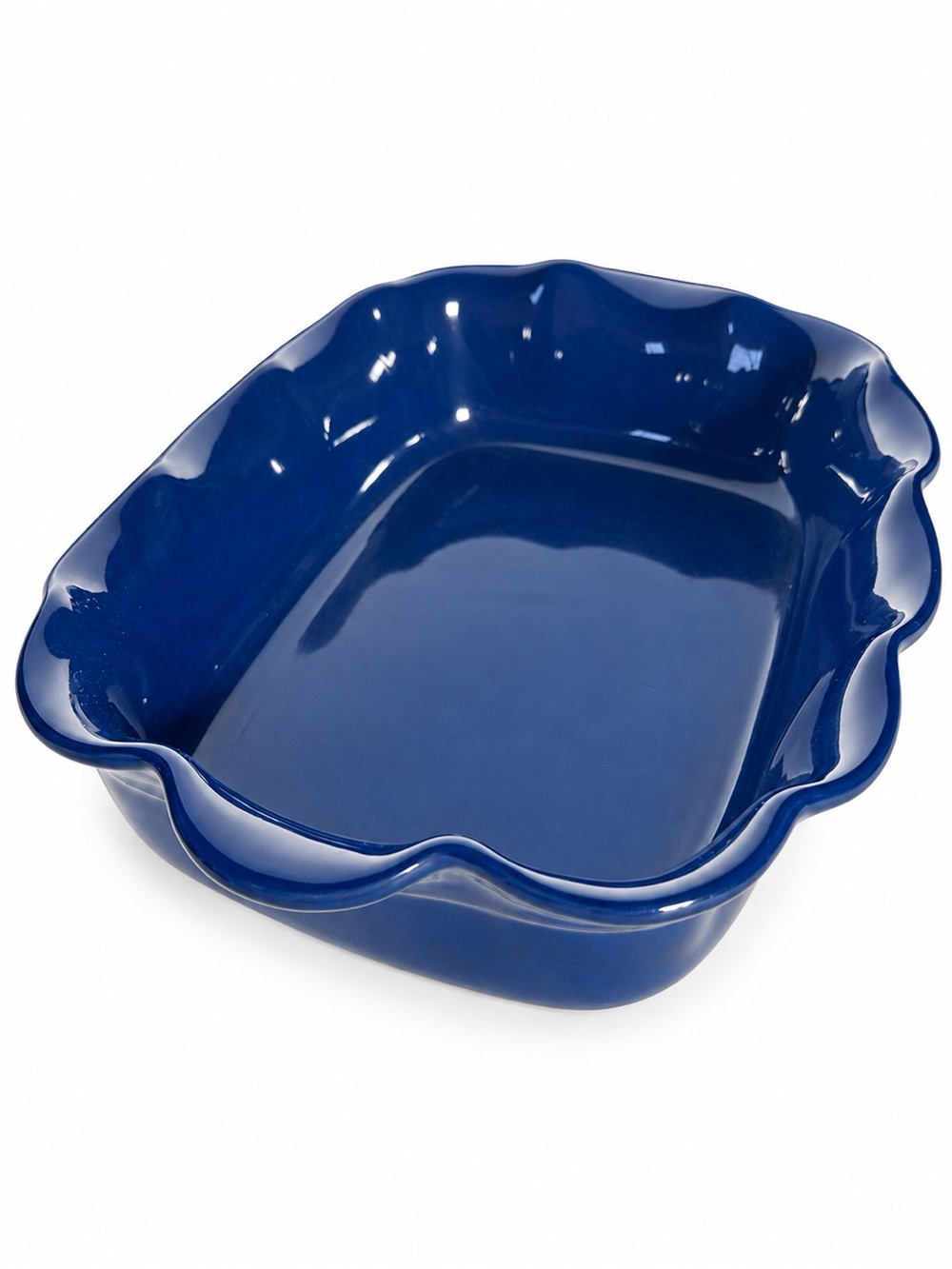 De Silva Italian Blue Ceramic Scalloped Baking Dish
